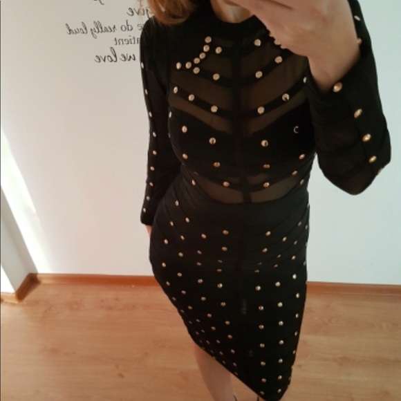 💕NWOT Sheer Studded Bandage Dress💕 - Picture 3 of 5